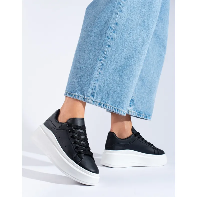 Shelovet zwarte dames sportschoenen wit