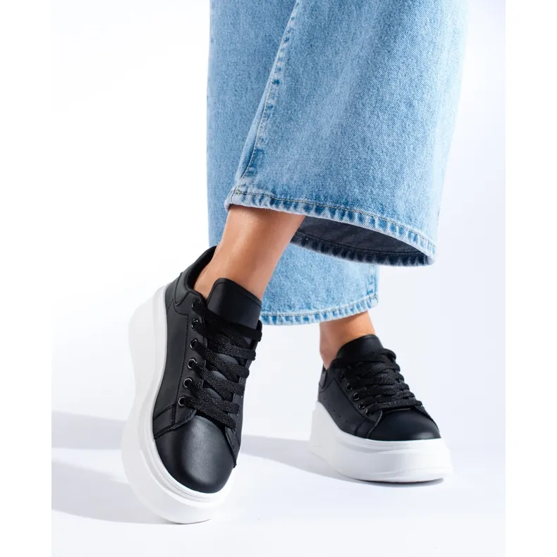 Shelovet zwarte dames sportschoenen wit